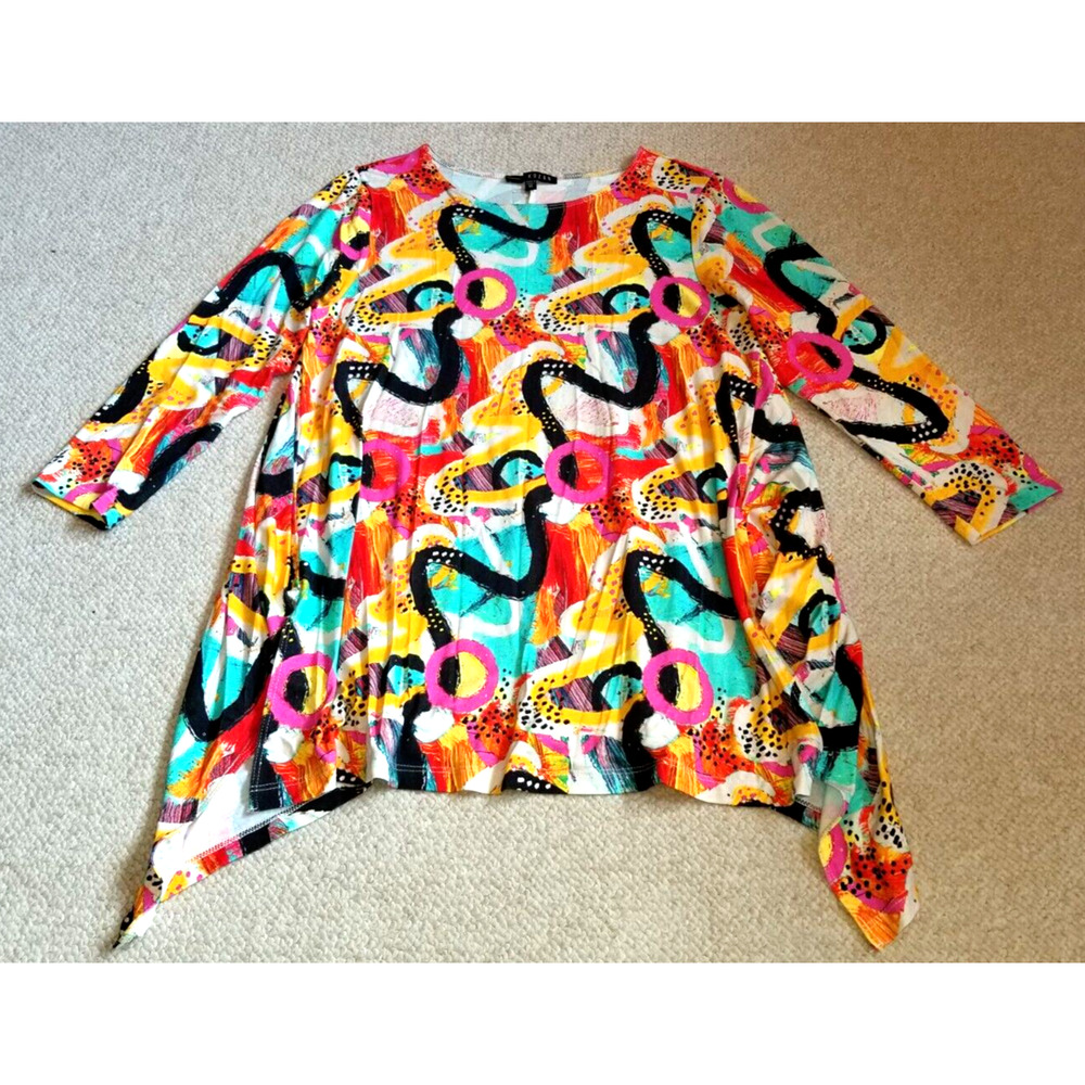 Womens Top-KOZAN-'Matisse' multicolor knit 'Juliette' Lagenlook artsy 3/4 slv-XS